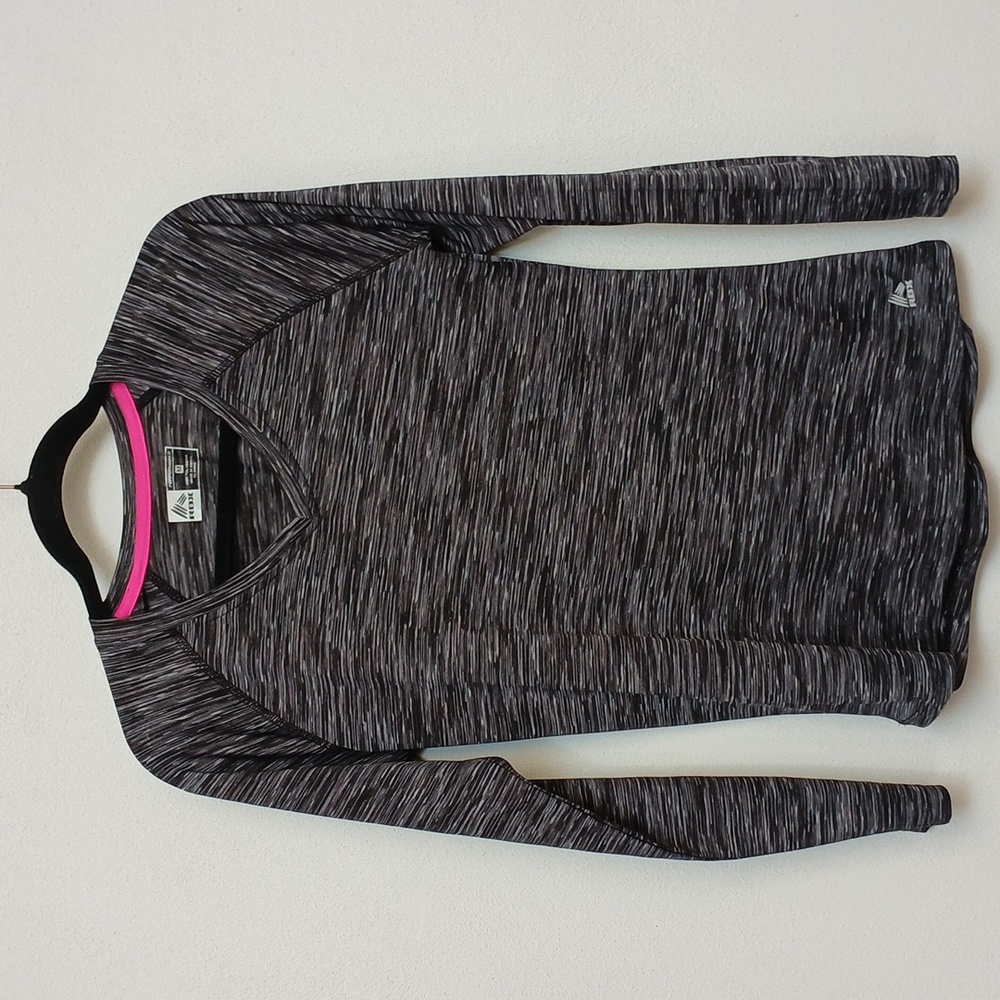RBX Performance Grey, Black, White Small Stripe Long Sleeve Workout Top Size Med